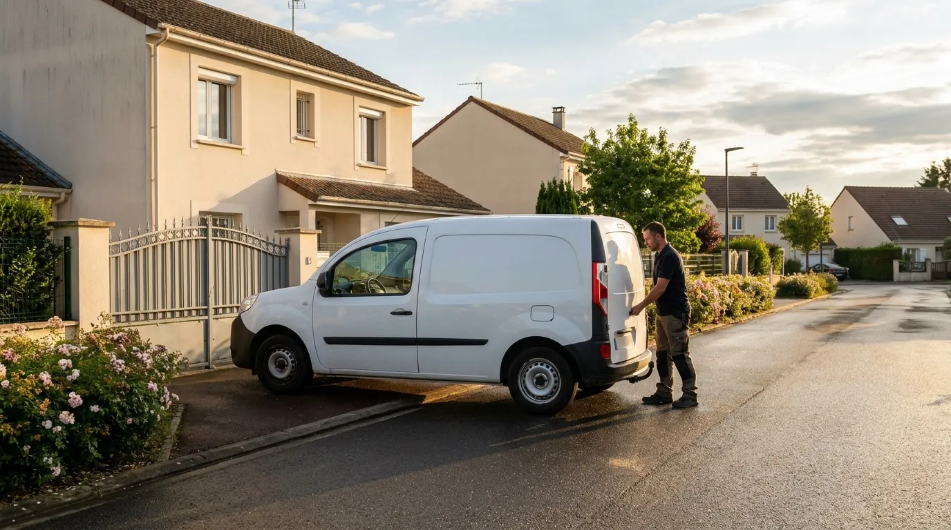 Camionnette du plombier Yris intervenant en urgence pour un dégât des eaux à Bondoufle